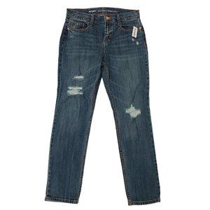 Old Navy Boyfriend Straight Jeans Womens 4 Regular Blue Distressed Denim